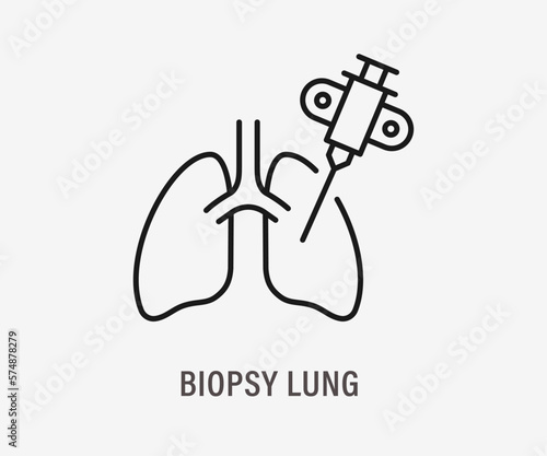 Biopsy lung line icon on white background. Editable stroke.