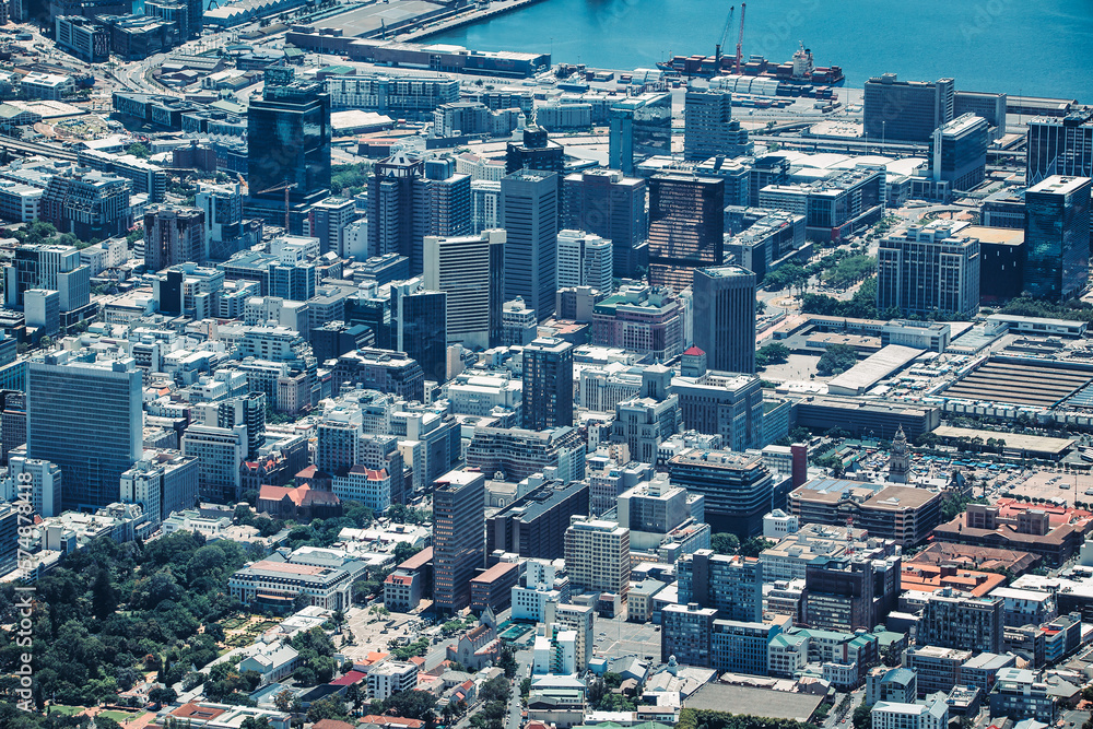 Aerial view of Cape Town downtown in South Africa
