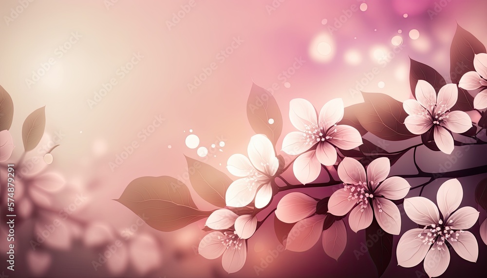 Beautiful Designer Seasonal Background with Light pink Color Hue Spring Modern Wallpaper Template with Vibrant Hues and Stunning Scenery for Presentation, Ad, and All Applications (generative AI)
