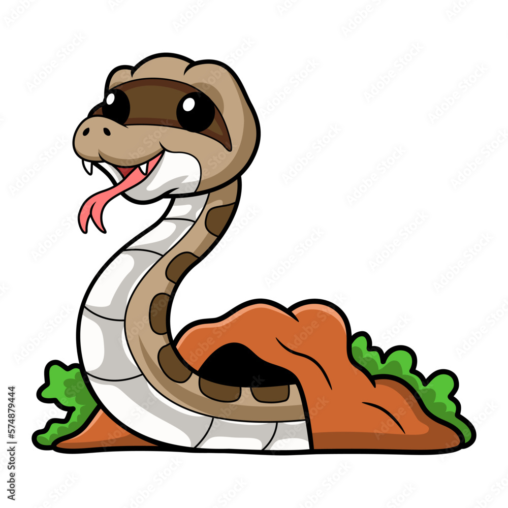 Fototapeta premium Cute gopher snake cartoon out from hole