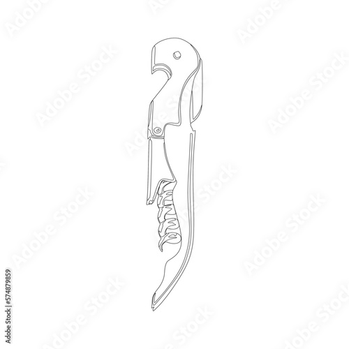 Vector illustration of Corkscrew Wine Opener outline icon, in flat cartoon design style. Editable graphic resources for many purposes.