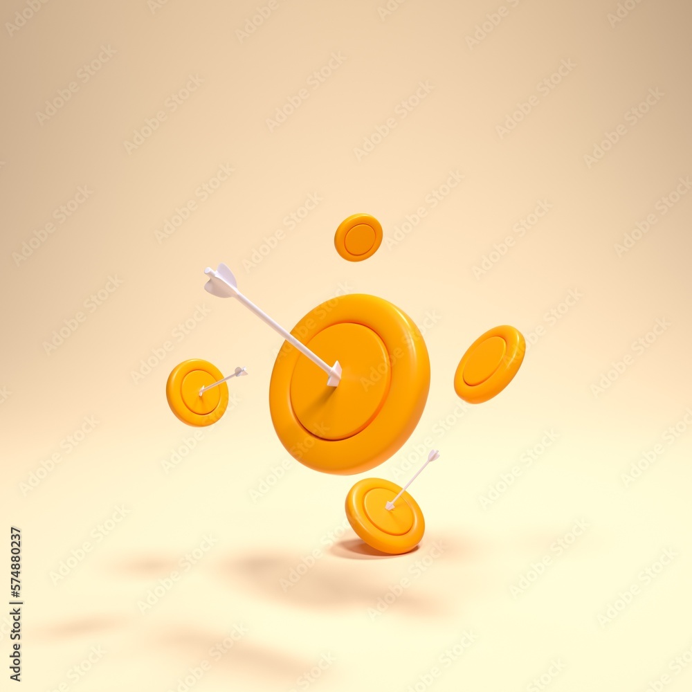 
The arrow hits the center of the target.
medal business success goal On a yellow background, 3D illustration.