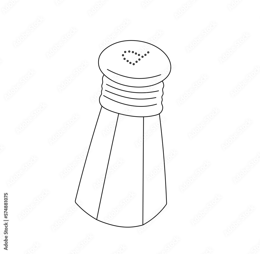 Vector isolated one single glass pepper shaker jar with letter P holes colorless black and white contour line easy drawing Vector isolated one single glass pepper shaker jar with letter P holes colorless black and white contour line easy drawing