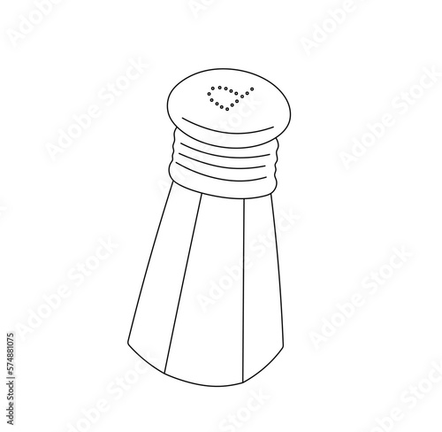Vector isolated one single glass pepper shaker jar with letter P holes colorless black and white contour line easy drawing