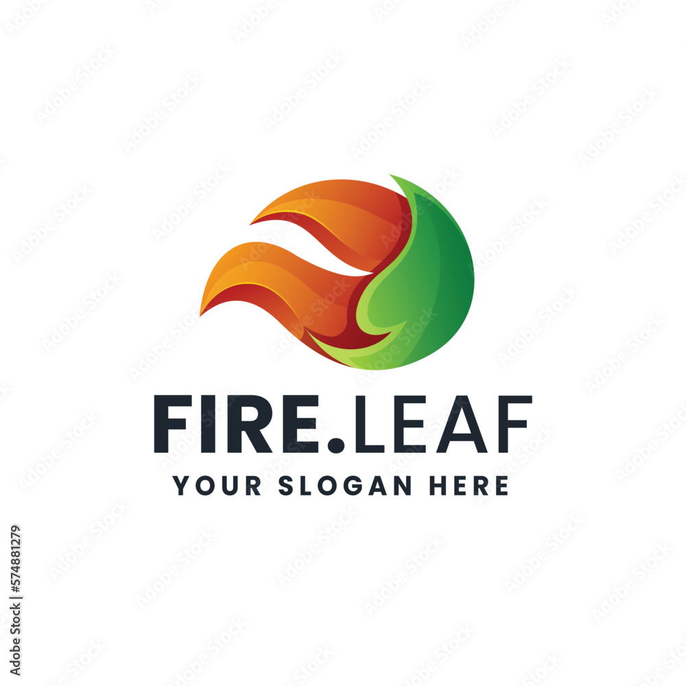 Fire Leaf Gradient Logo Vector Icon Illustration Fire Leaf Gradient Logo Vector Icon Illustration