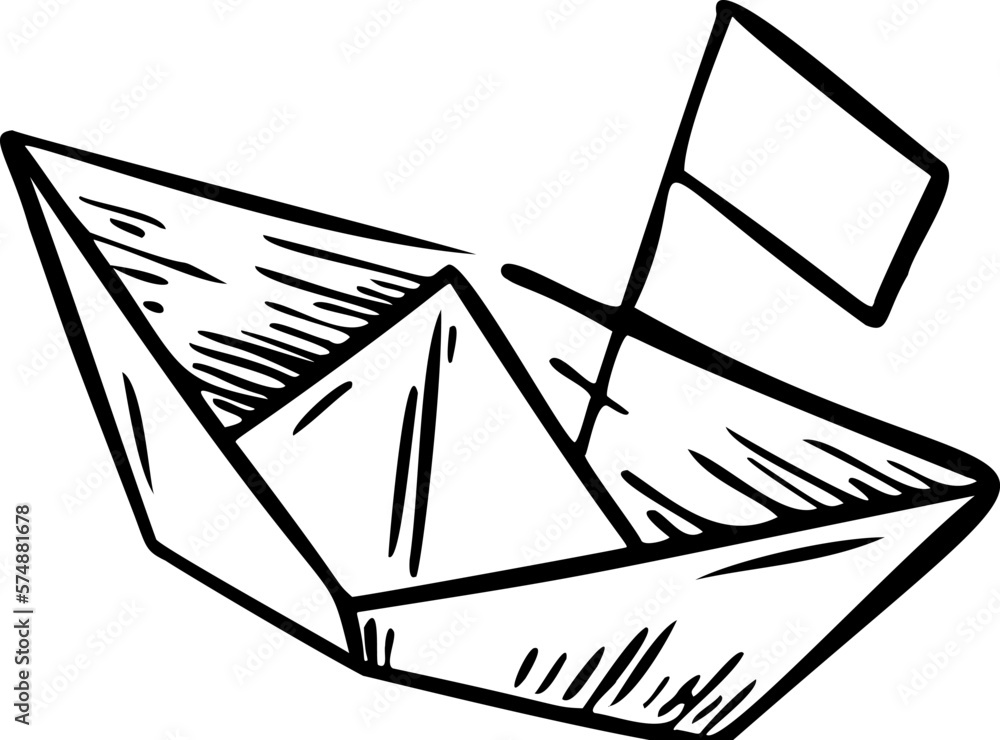 Paper boat, flag sketch vector illustration hand draw Stock Vector Adobe Stock