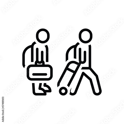 Black line icon for migration