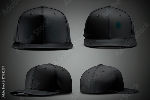 Black hat blank template every angle view