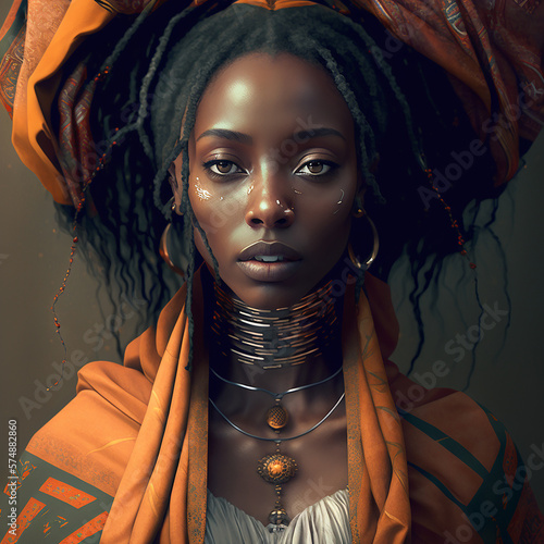 portrait of a woman, native, tribal, beautiful, cultural, made with generative AI