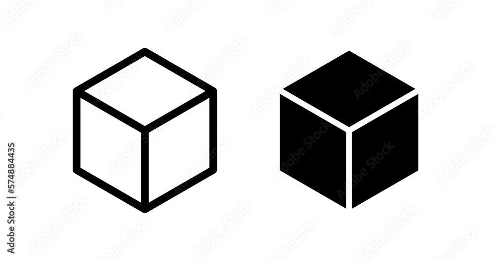 Cube icon. A geometric shape with a square at the base. Cubic symbol of sugar or volume. Cube icon. A geometric shape with a square at the base. Cubic symbol of sugar or volume.