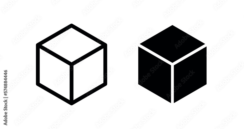 Cube icon. A geometric shape with a square at the base. Cubic symbol of sugar or volume. Cube icon. A geometric shape with a square at the base. Cubic symbol of sugar or volume.