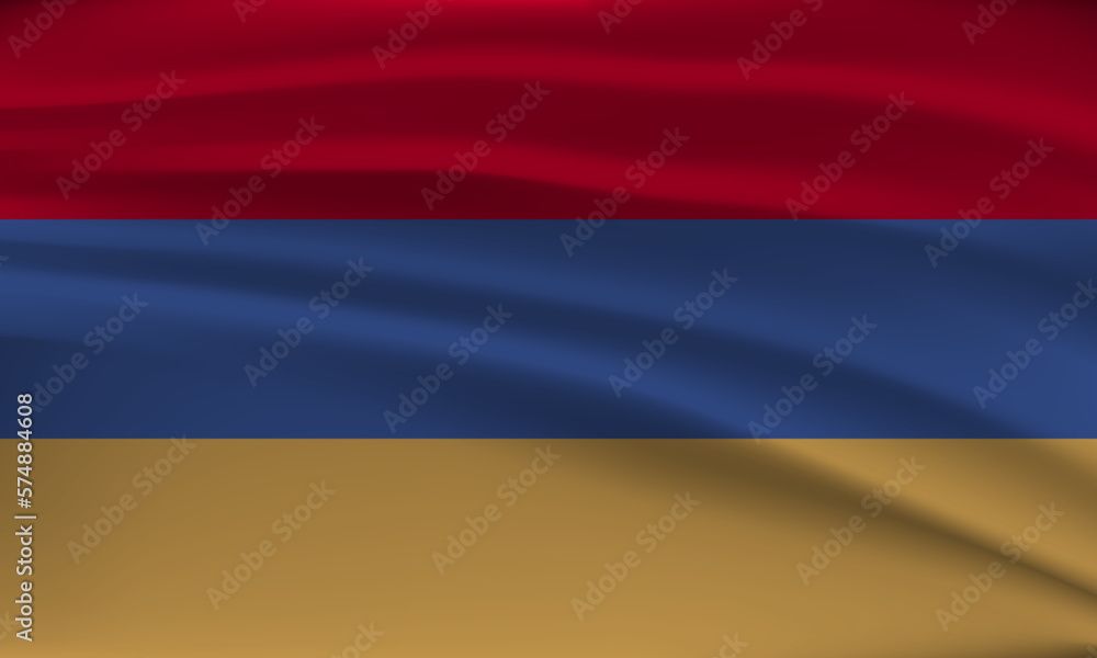 Fototapeta premium Flag of Armenia, with a wavy effect due to the wind.
