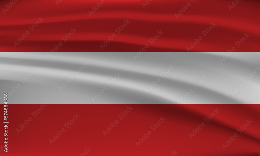Naklejka premium Flag of Austria, with a wavy effect due to the wind.
