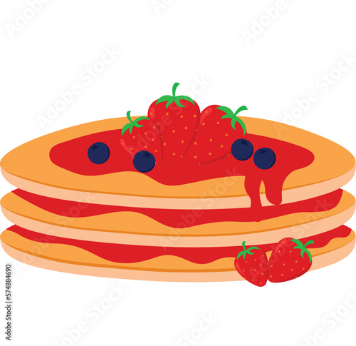 Strawberry pancake clipart graphic vector illustration for Shrove Tuesday Food