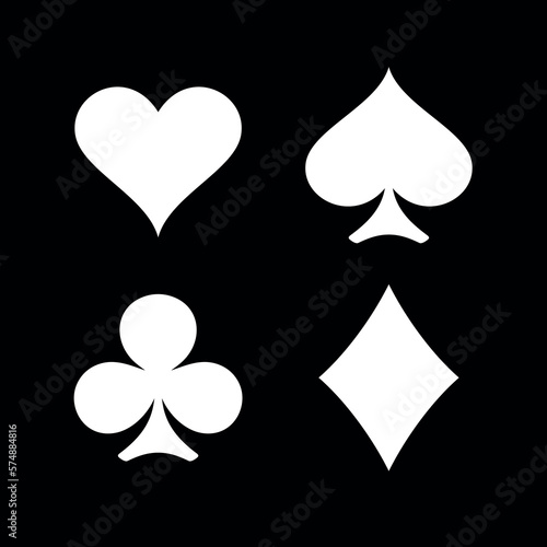 A set of card suits. A symbol of a deck of playing cards or gambling games (poker, bridge). Four card suits: spades, hearts, diamonds and clubs.