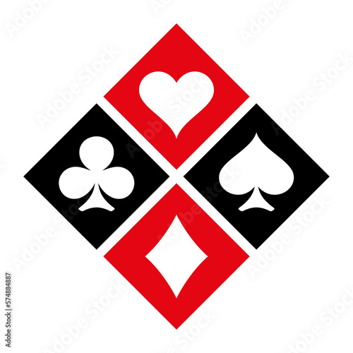 A set of card suits. A symbol of a deck of playing cards or gambling games (poker, bridge). Four card suits: spades, hearts, diamonds and clubs.