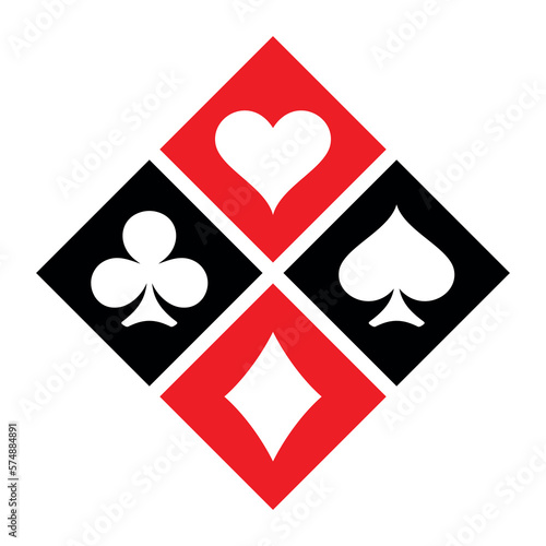 A set of card suits. A symbol of a deck of playing cards or gambling games (poker, bridge). Four card suits: spades, hearts, diamonds and clubs.