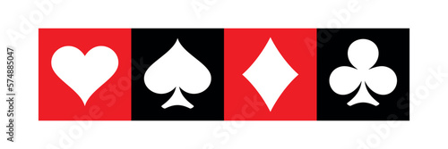 A set of card suits. A symbol of a deck of playing cards or gambling games (poker, bridge). Four card suits: spades, hearts, diamonds and clubs.