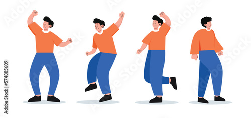 set of character people various movements vector illustration
