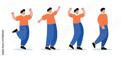set of character people various movements vector illustration
