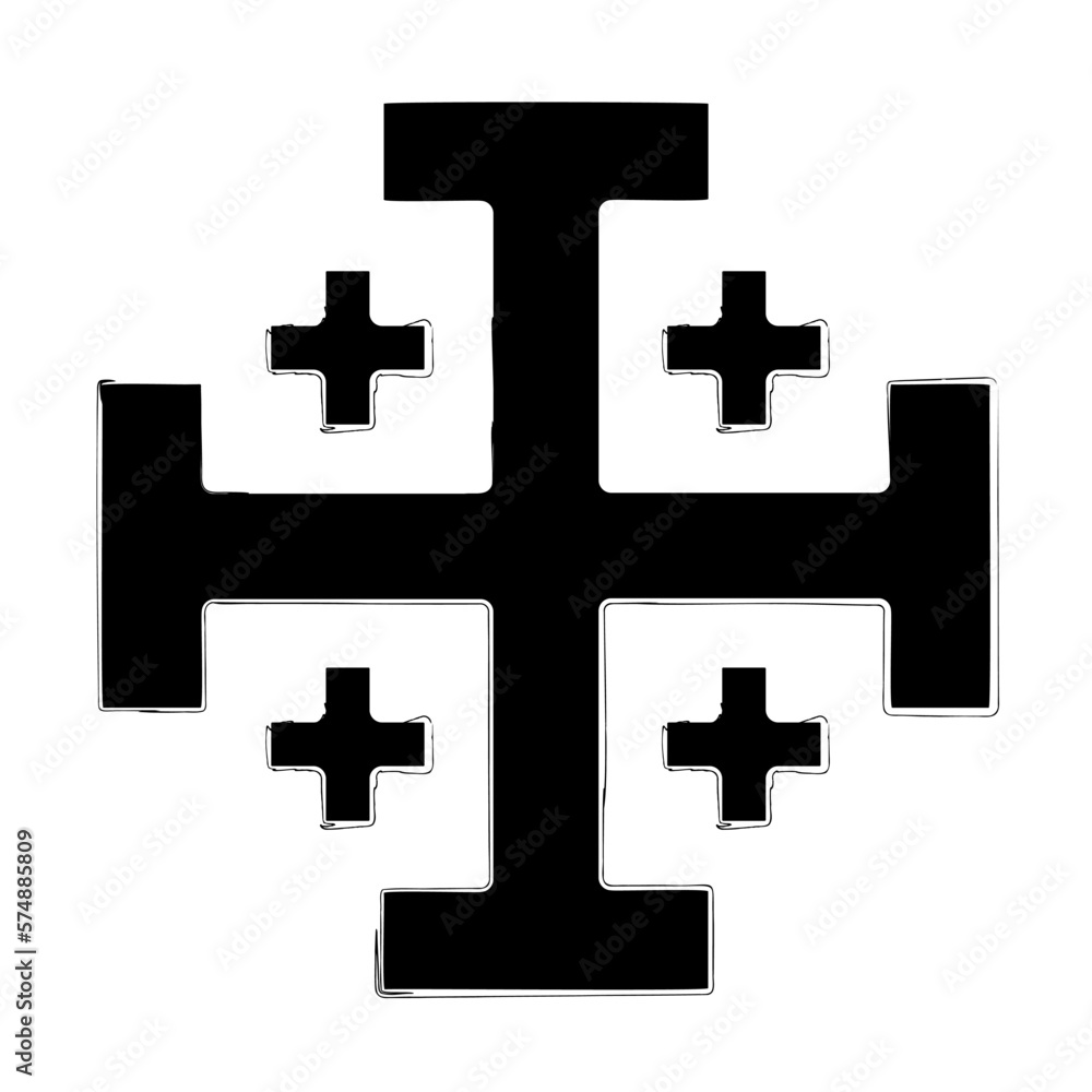 Fototapeta premium jerusalem cross brush on white background, vector illustration.