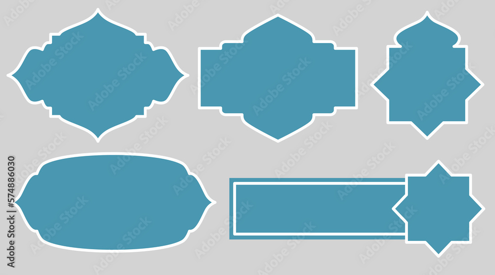 set of blue islamic shapes for frame, background, or label set of blue islamic shapes for frame, background, or label