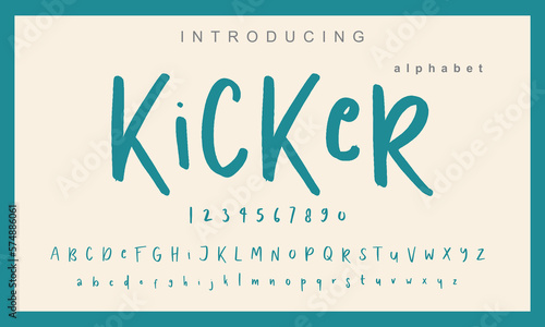Kicker Font. Elegant alphabet letters font and number. Classic Lettering Minimal Fashion Designs. Typography modern serif fonts regular uppercase lowercase and numbers. vector illustration