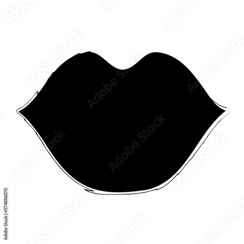 kiss brush on white background, vector illustration.