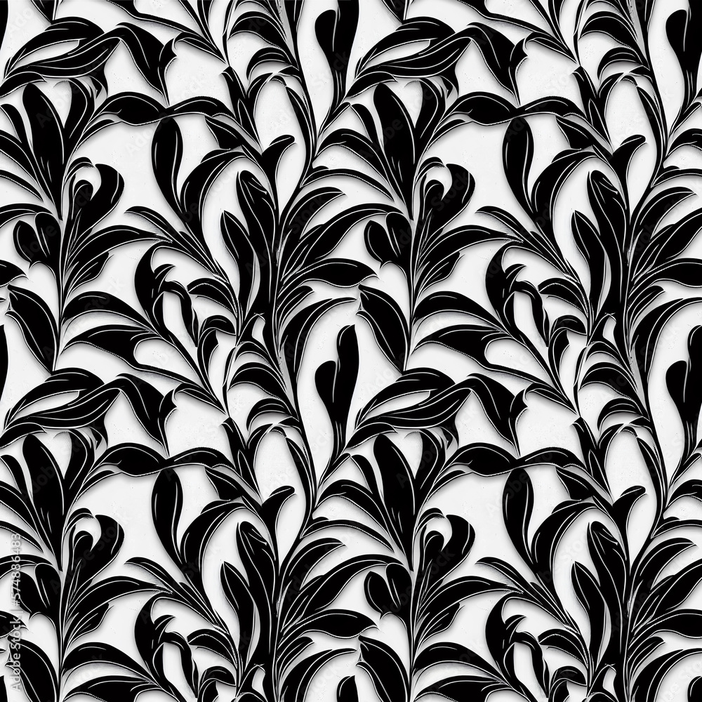 Floral seamless pattern in black and white for your design Floral seamless pattern in black and white for your design