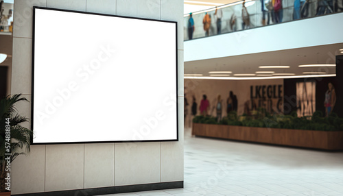 Blank Advertising Light Box In Shopping Mall Mockup - Generative AI