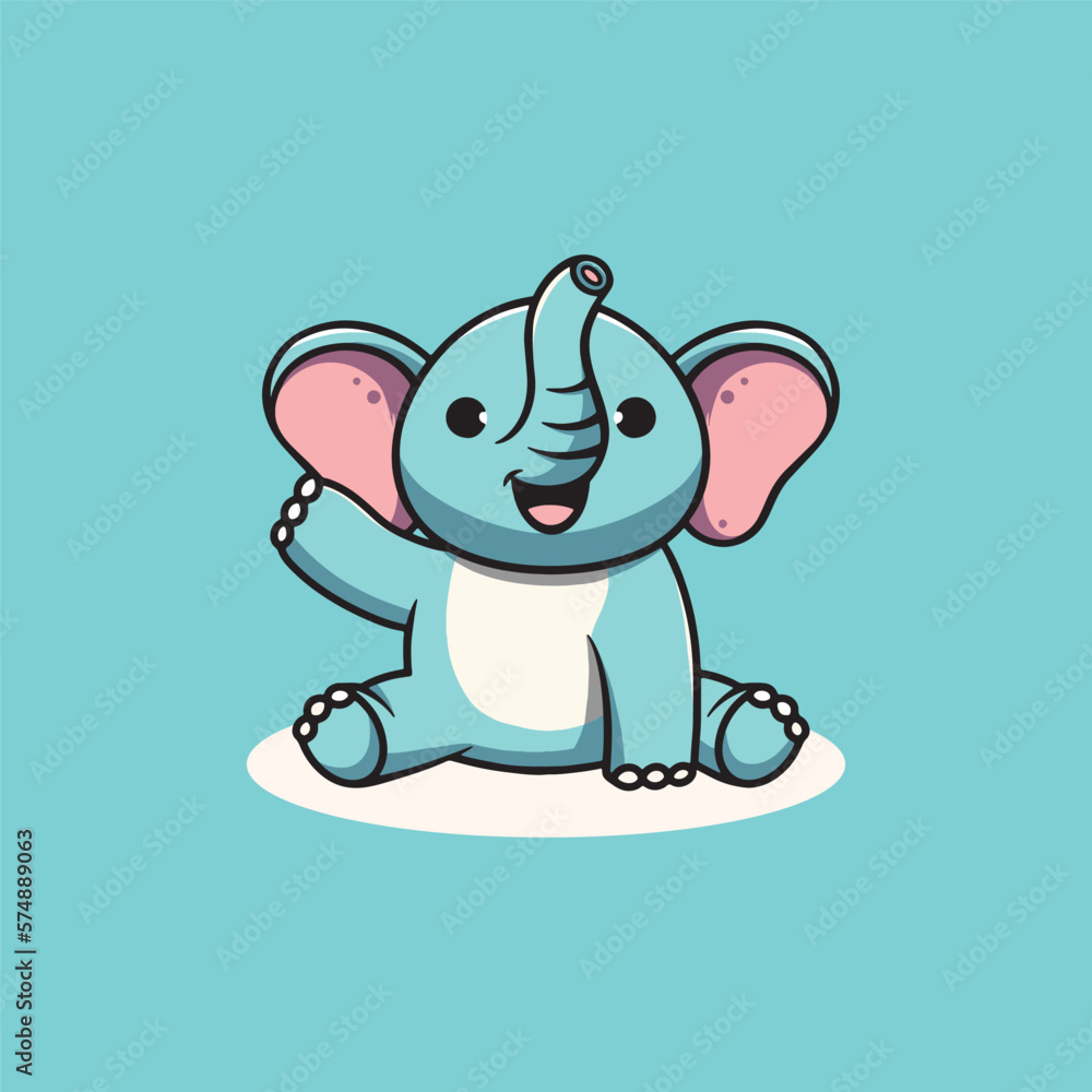 Obraz premium Cute elephant smiling cartoon illustration