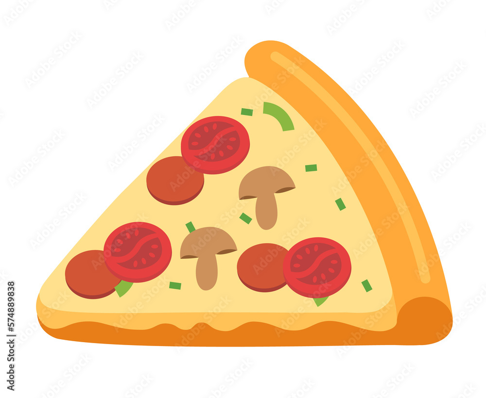 Pizza in a cartoon character. Fast food or junk food cartoon. Pizza in a cartoon character. Fast food or junk food cartoon.