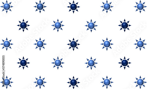 3D Blue sun, star, repeat pattern design for fabric printing or wallpaper, replete image