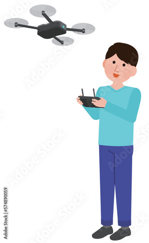 ドローンを操作する男性2　イラスト