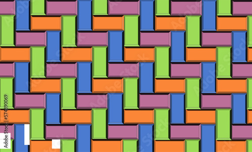 3D multi-color stair repeat pattern, replete image, design for fabric printing