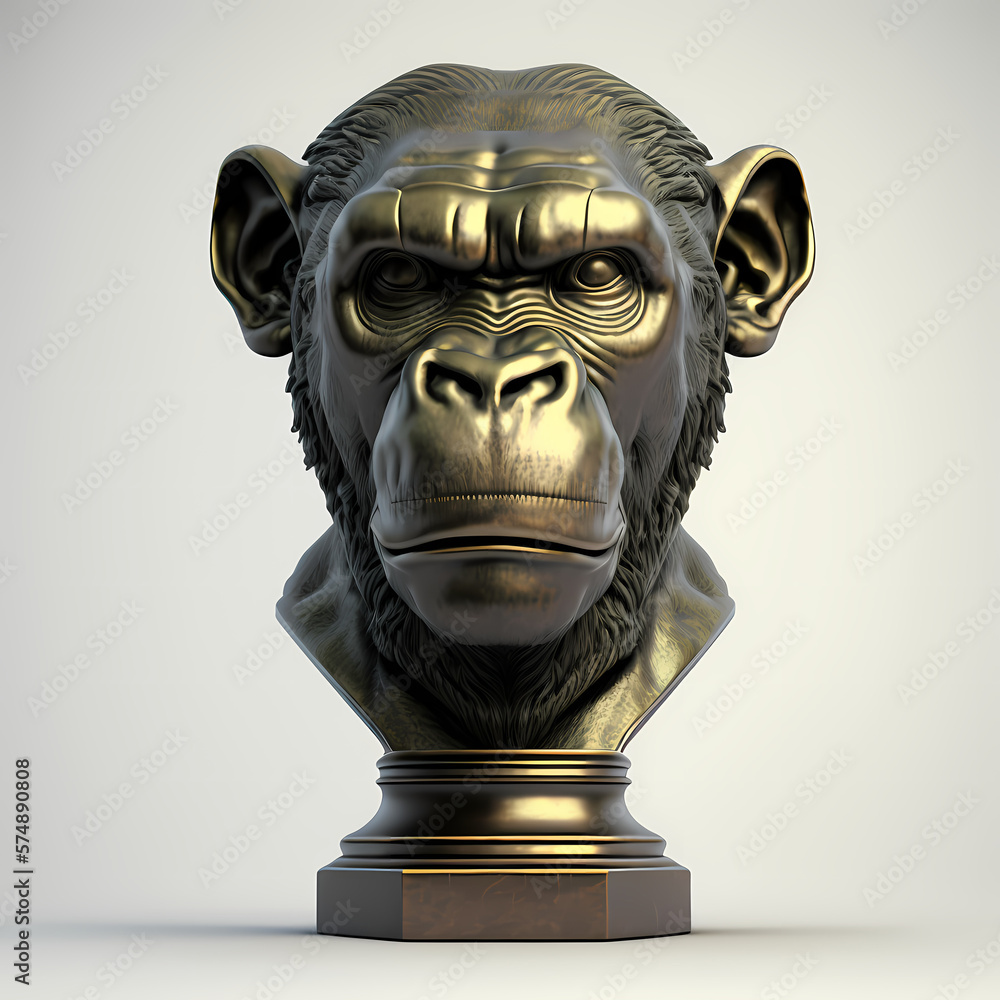 Trophy with Monkey Design. Generative AI