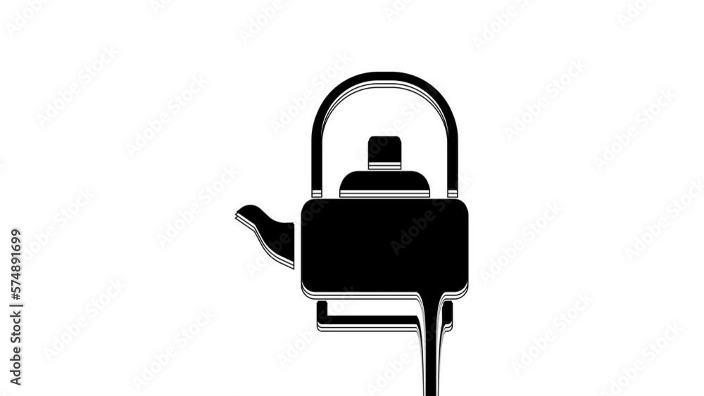 Black Kettle with handle icon isolated on white background. Teapot icon. 4K Video motion graphic animation Black Kettle with handle icon isolated on white background. Teapot icon. 4K Video motion graphic animation