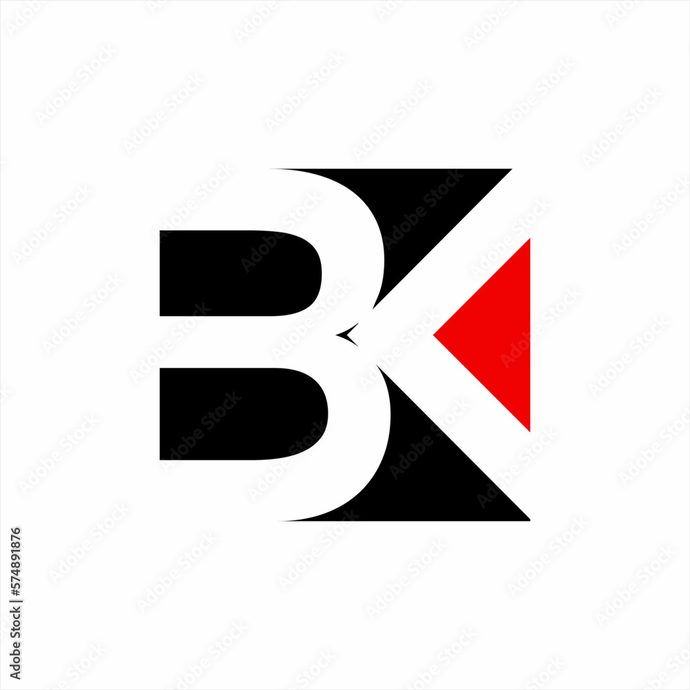 Letter B K logo vector design with triangle sign. Letter B K logo vector design with triangle sign.