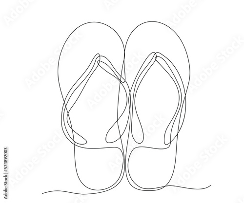 summer flip-flops, Continuous One Line Drawing