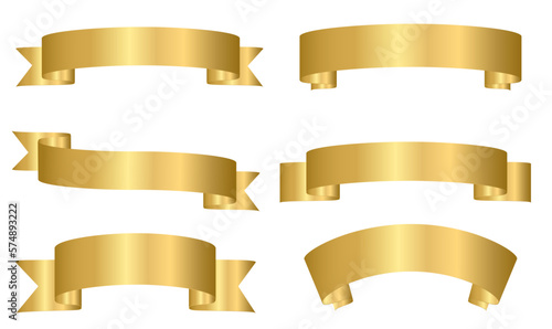 Gold ribbons set of flat design graphic elements collection.Vector illustration