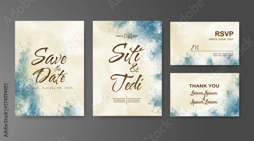 Wedding invitation with abstract watercolor background