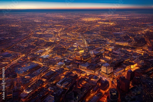 Photographie Manchester City centre Aerial night view of Deansgate Square and Beetham Tower Manchester northern  England