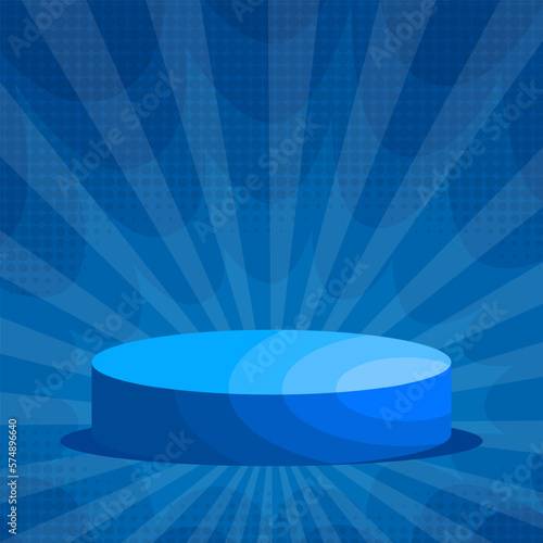 podium for product placement with bright background. cartoon comic art style design 
