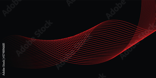 Black background and red line wave 