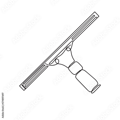 Scrapers. Window cleaner with a rubber nozzle. Drawing with one line. Vector illustration isolated on a white background.