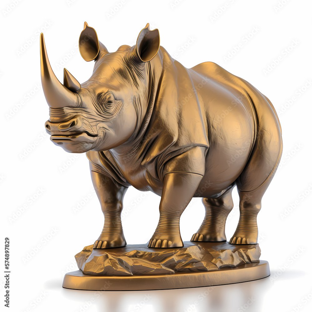 Trophy with Rhinoceros character design. Generative AI Trophy with Rhinoceros character design. Generative AI