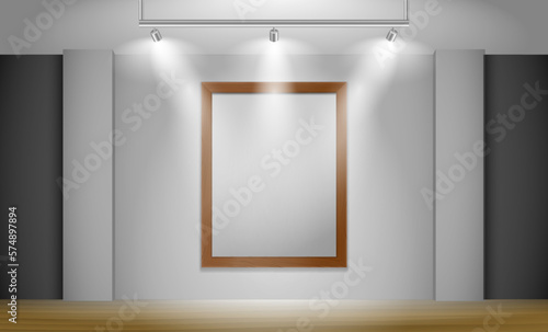 interior empty gallery room design isolated - 3d illustration