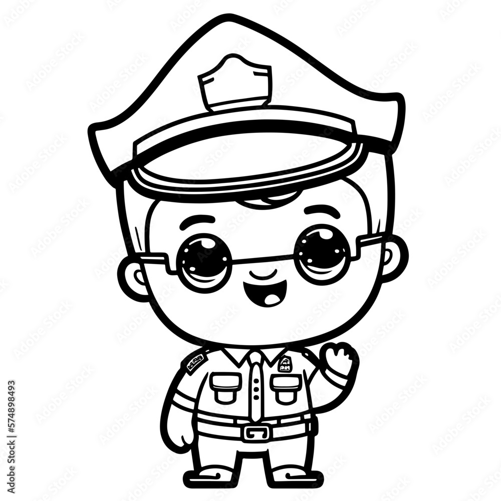 cute cartoon Cheerful Police Officer svg vector graphic