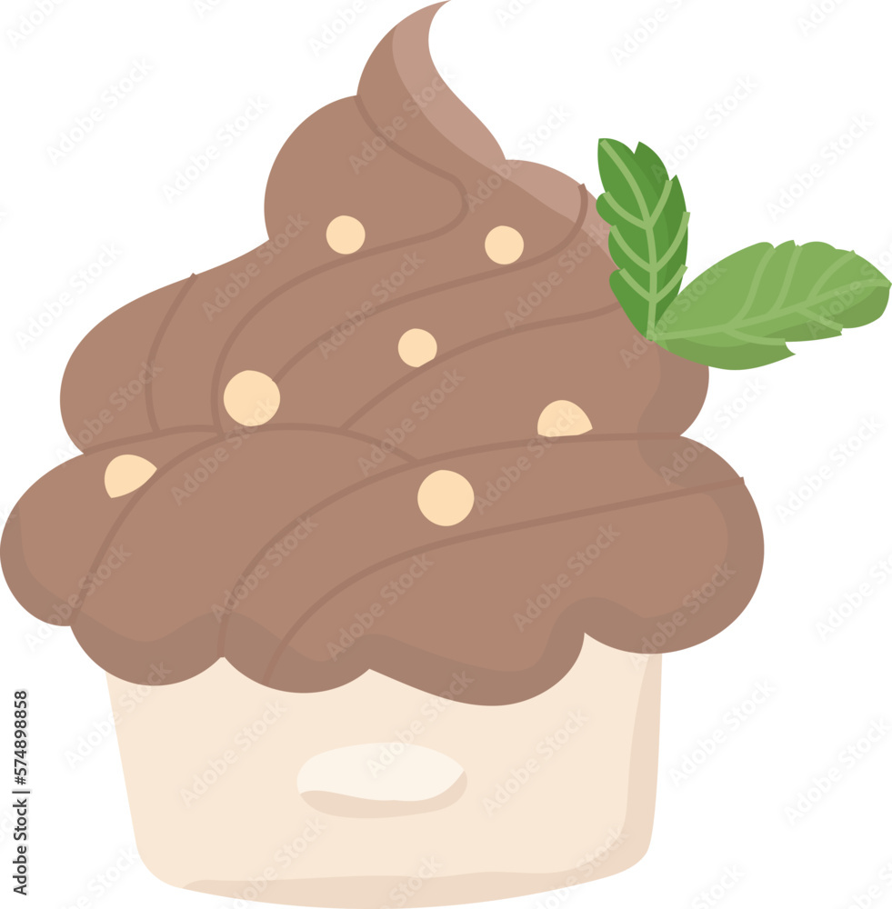 Ice cream cupcakes flat illustration Ice cream cupcakes flat illustration