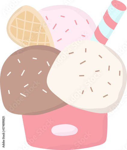 Ice cream cup flat illustration